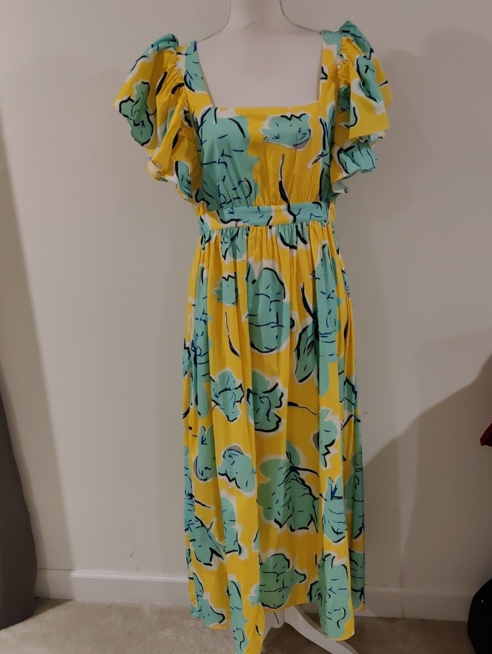 New! Garrie B Floral Maxi Dress Square Neck Ruffle Sleeves Y2K Cottagecore Retro